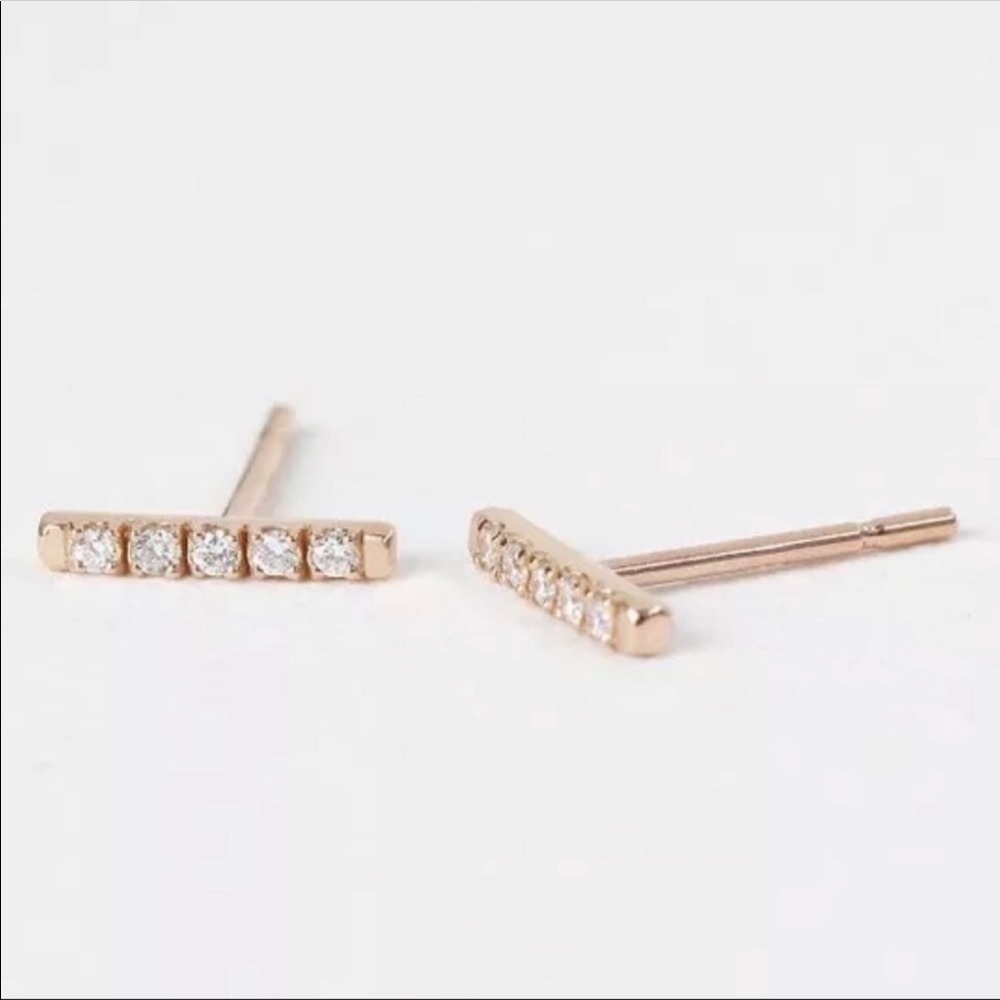 Lab Diamond 14K Solid Gold Push Back Stud Earrings